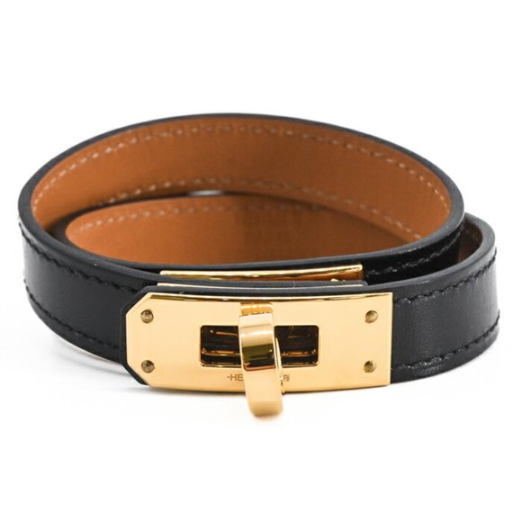 HERMES Kelly Bracelet Double Tour Box Calf Leather Black #B - Picture 1 of 12